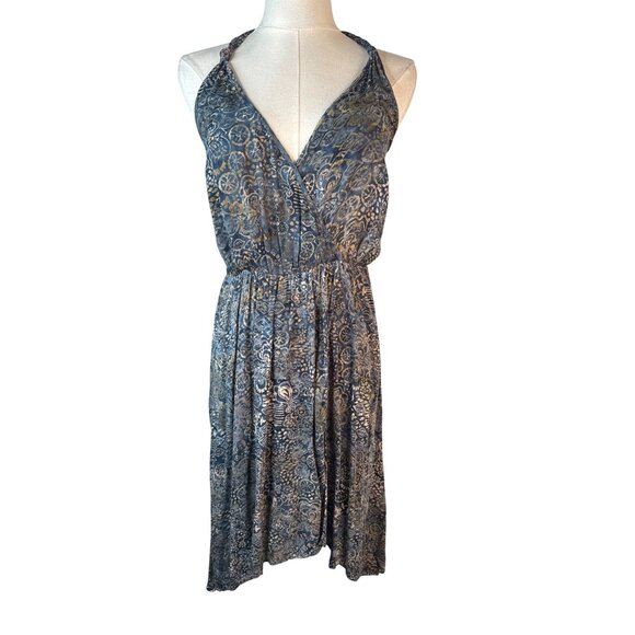 2/$30 ZARA Basic S Blue & Gold Sleeveless Backless Halter Midi Dress - Picture 8 of 16